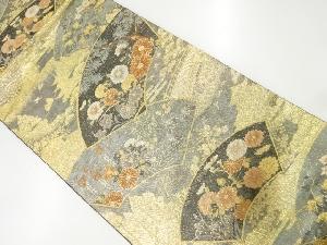JAPANESE KIMONO / VINTAGE FUKURO OBI / WOVEN FLOWER & TEMPLE SCENERY